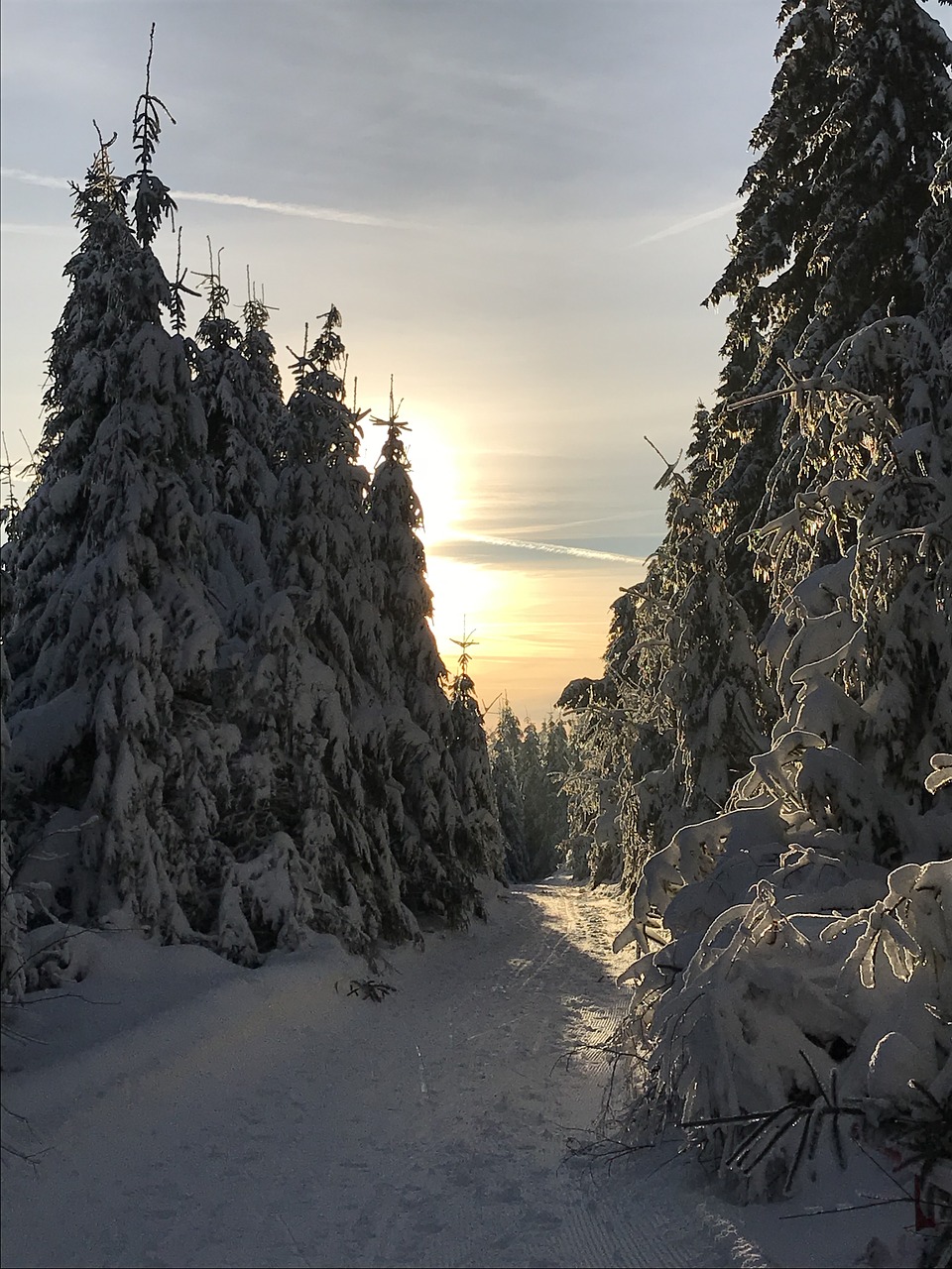 sunset  snow  landscape free photo