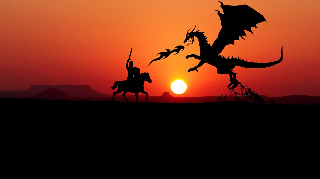 sunset  dragon  knight free photo