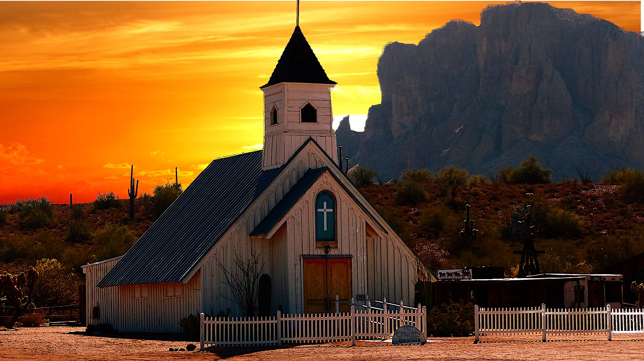 sunset  church  america free photo