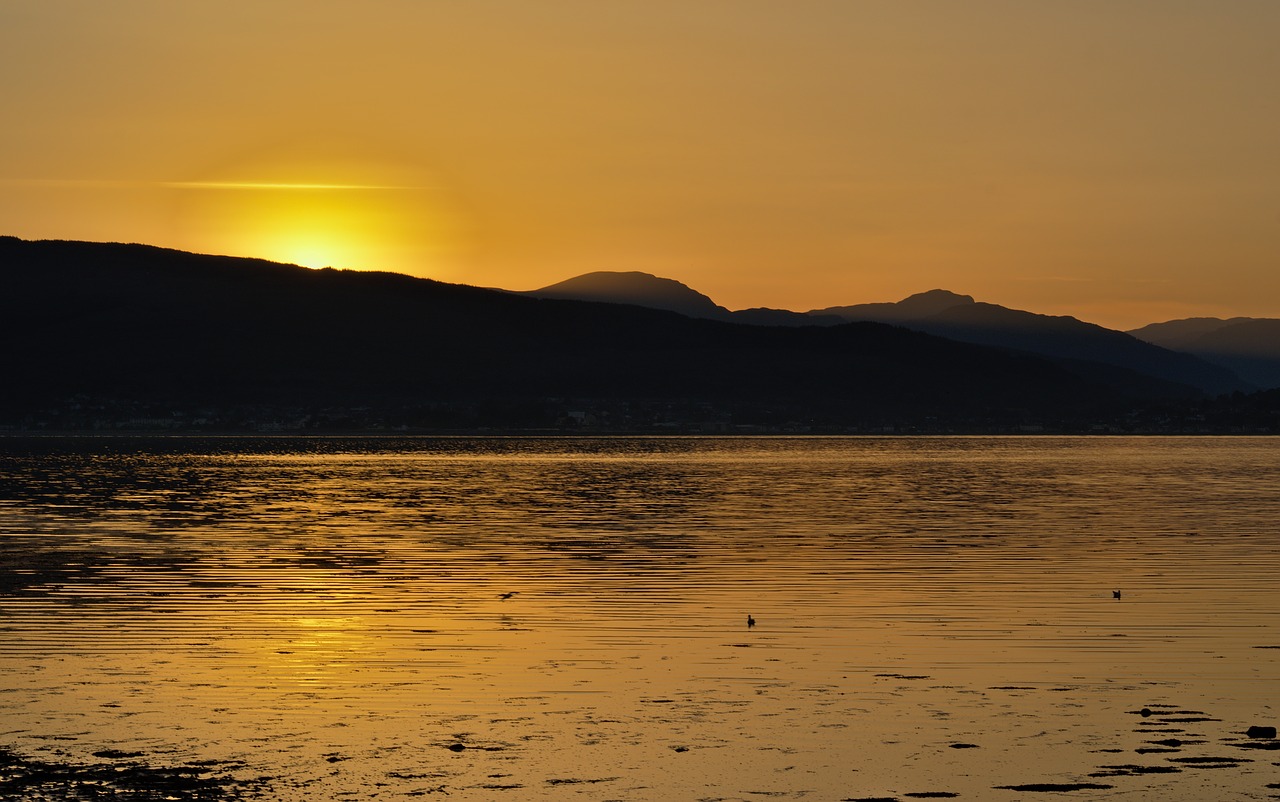 sunset  river clyde  hills free photo