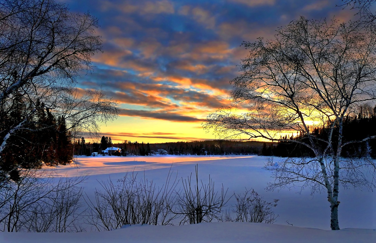 sunset  winter  landscape free photo