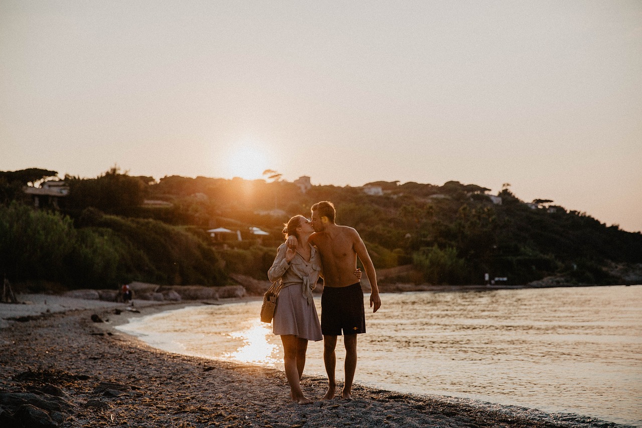 sunset  lovers  south of france free photo