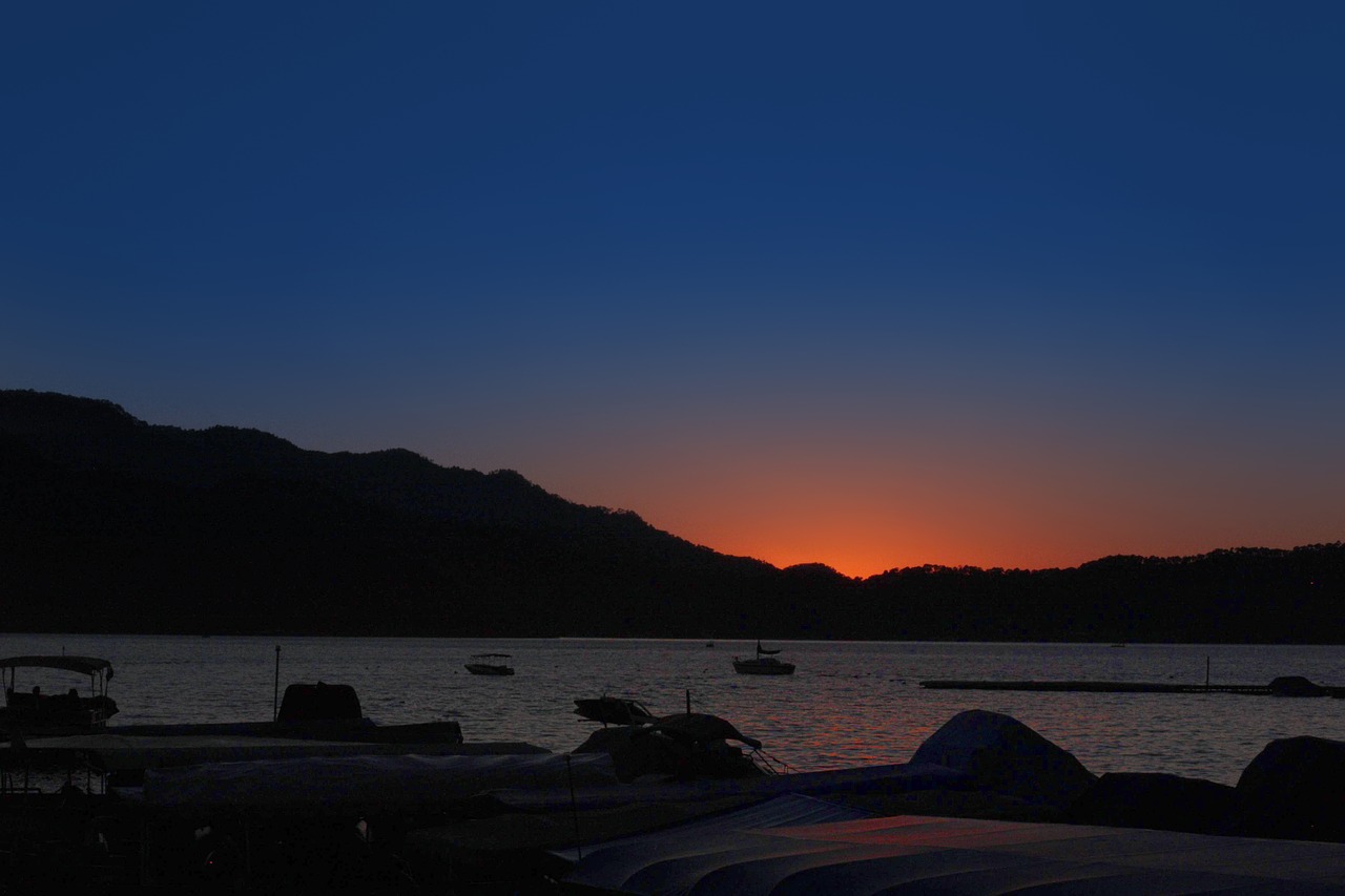 sunset  backlight  lake free photo