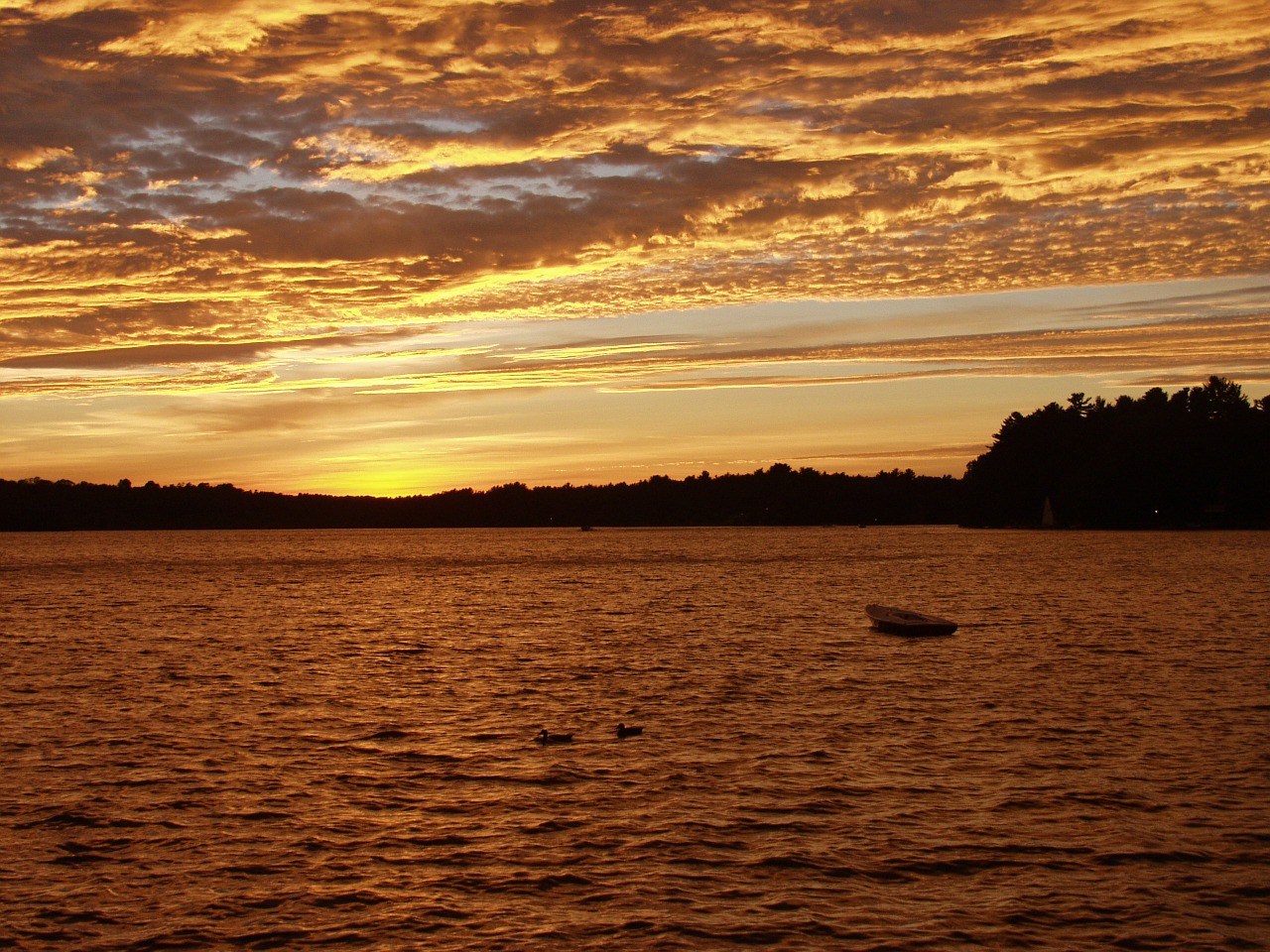 sunset lake sky free photo