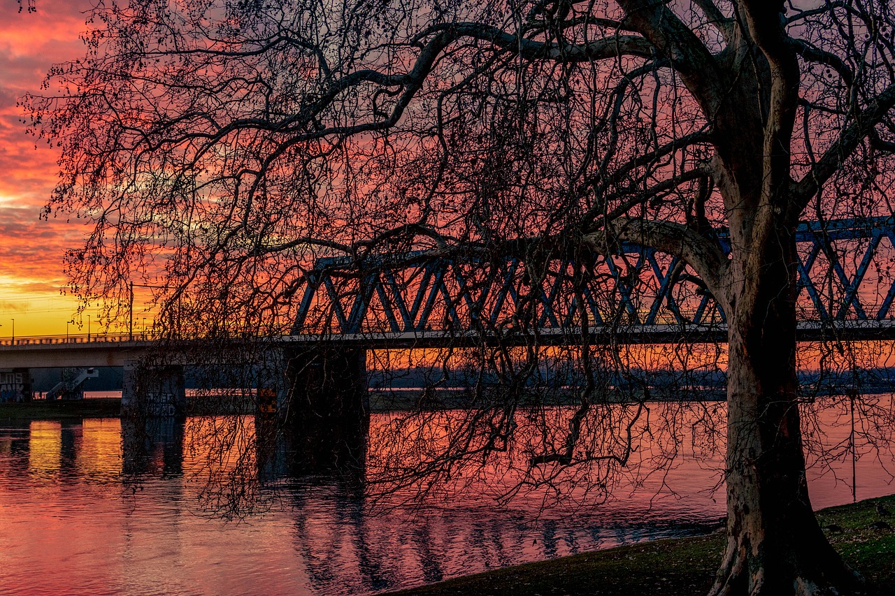 sunset  river  landscape free photo