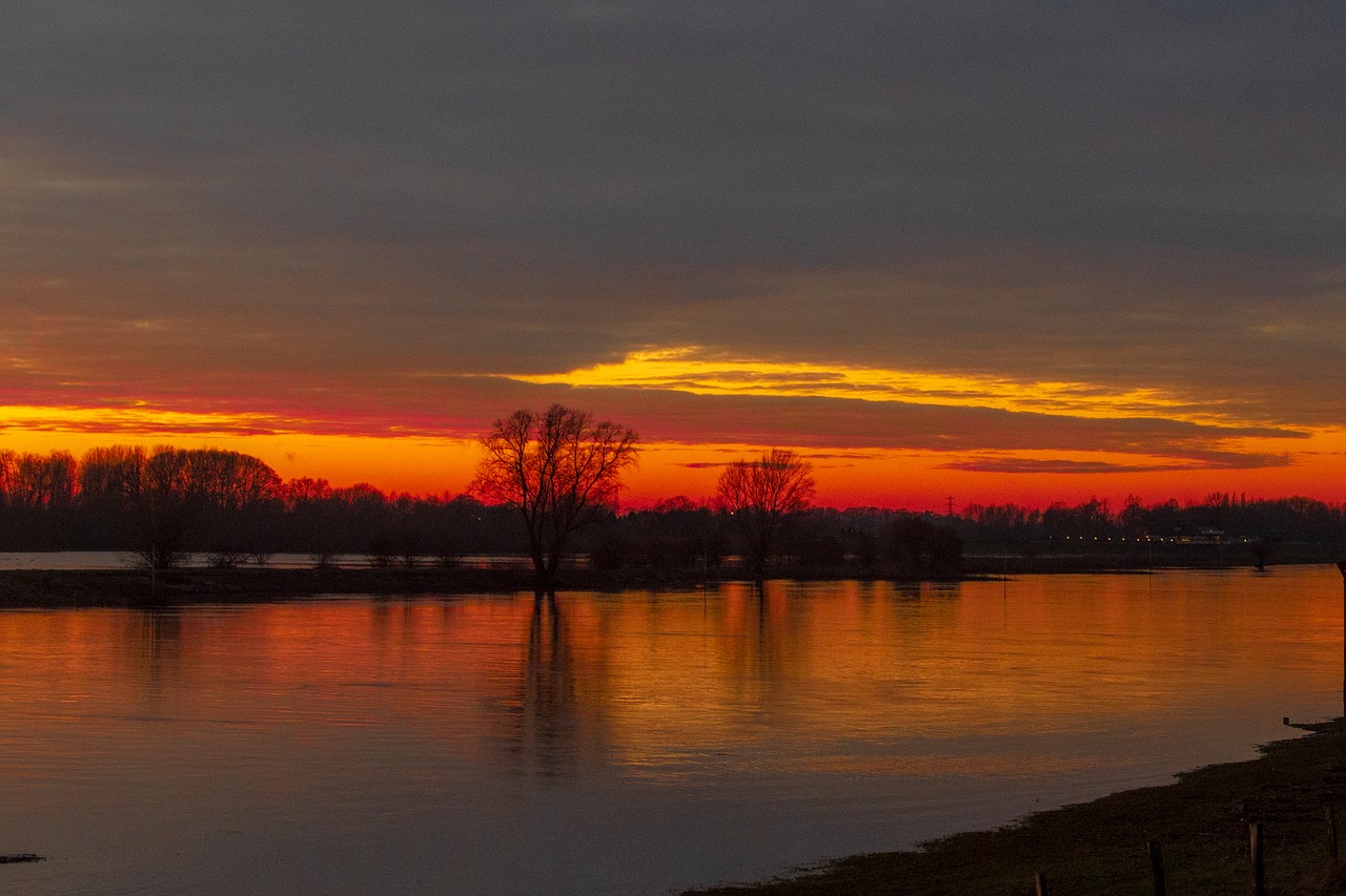 sunset  river  landscape free photo