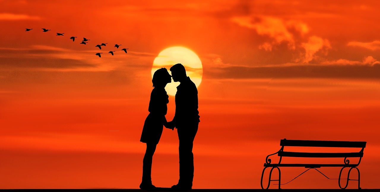 sunset  pair  lovers free photo