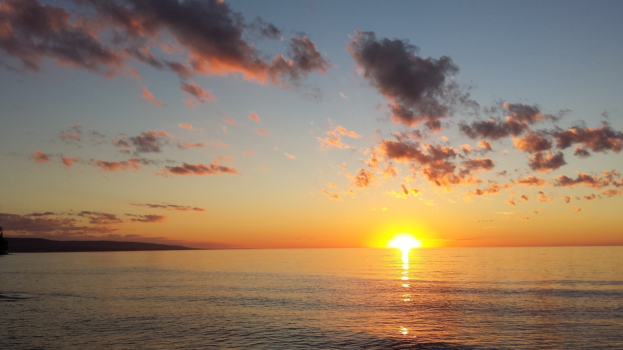 sunset  clouds  lake free photo