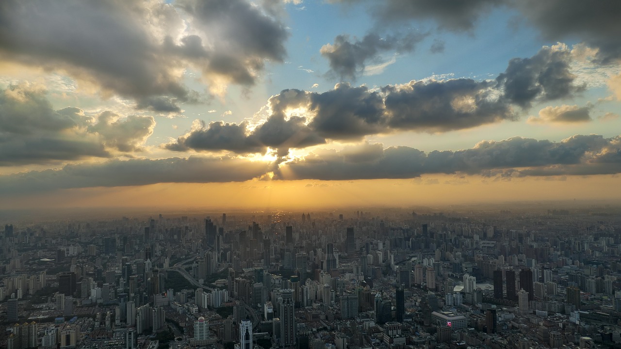 sunset  china  shanghai free photo