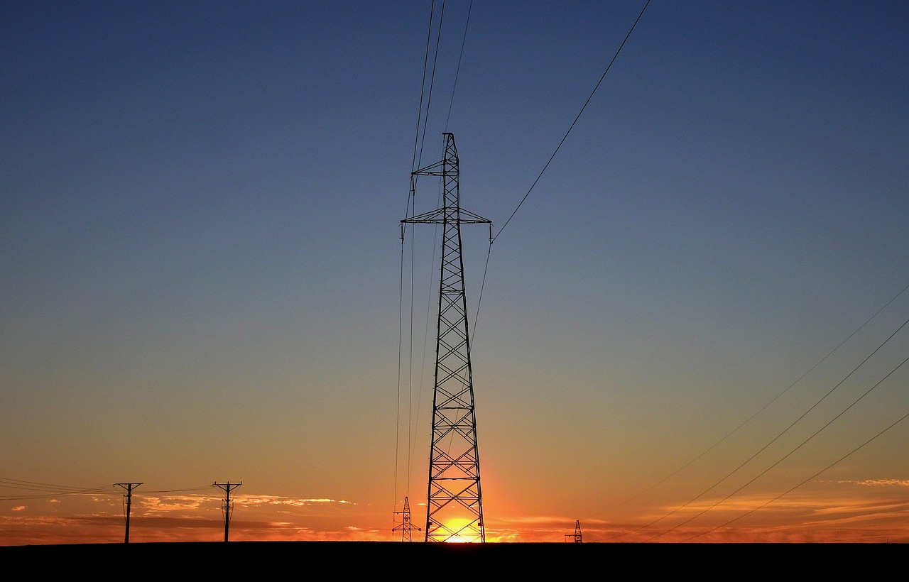 sunset  power poles  sky free photo