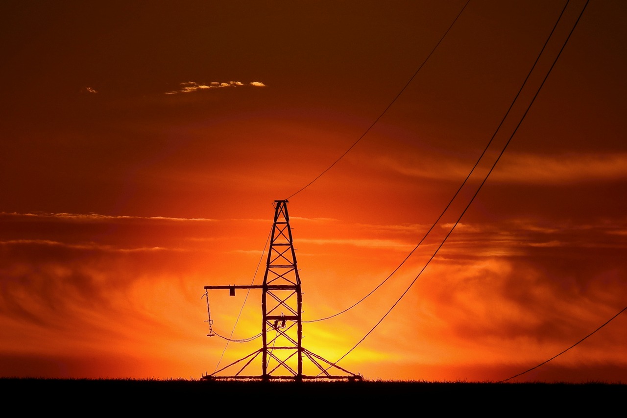 sunset  power pole  the mast free photo