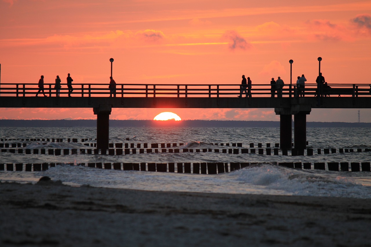 sunset  baltic sea  zingst free photo