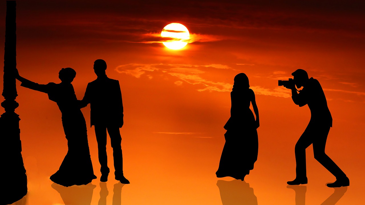 sunset  wedding  picture free photo