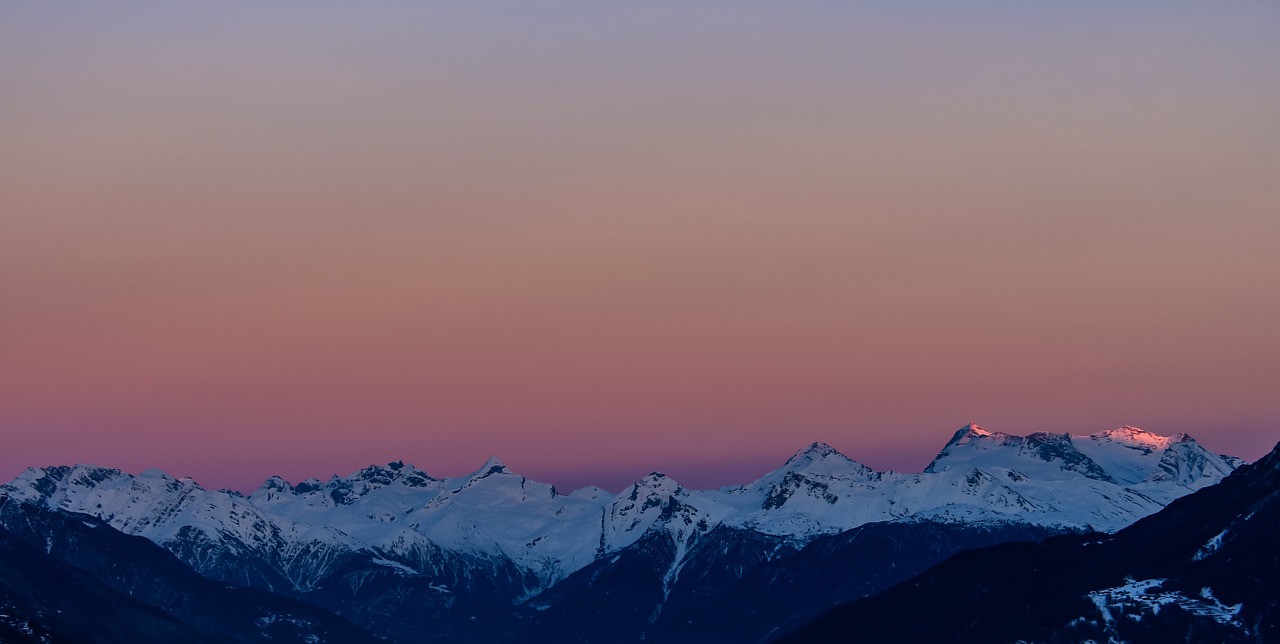 sunset  mountains  snow free photo