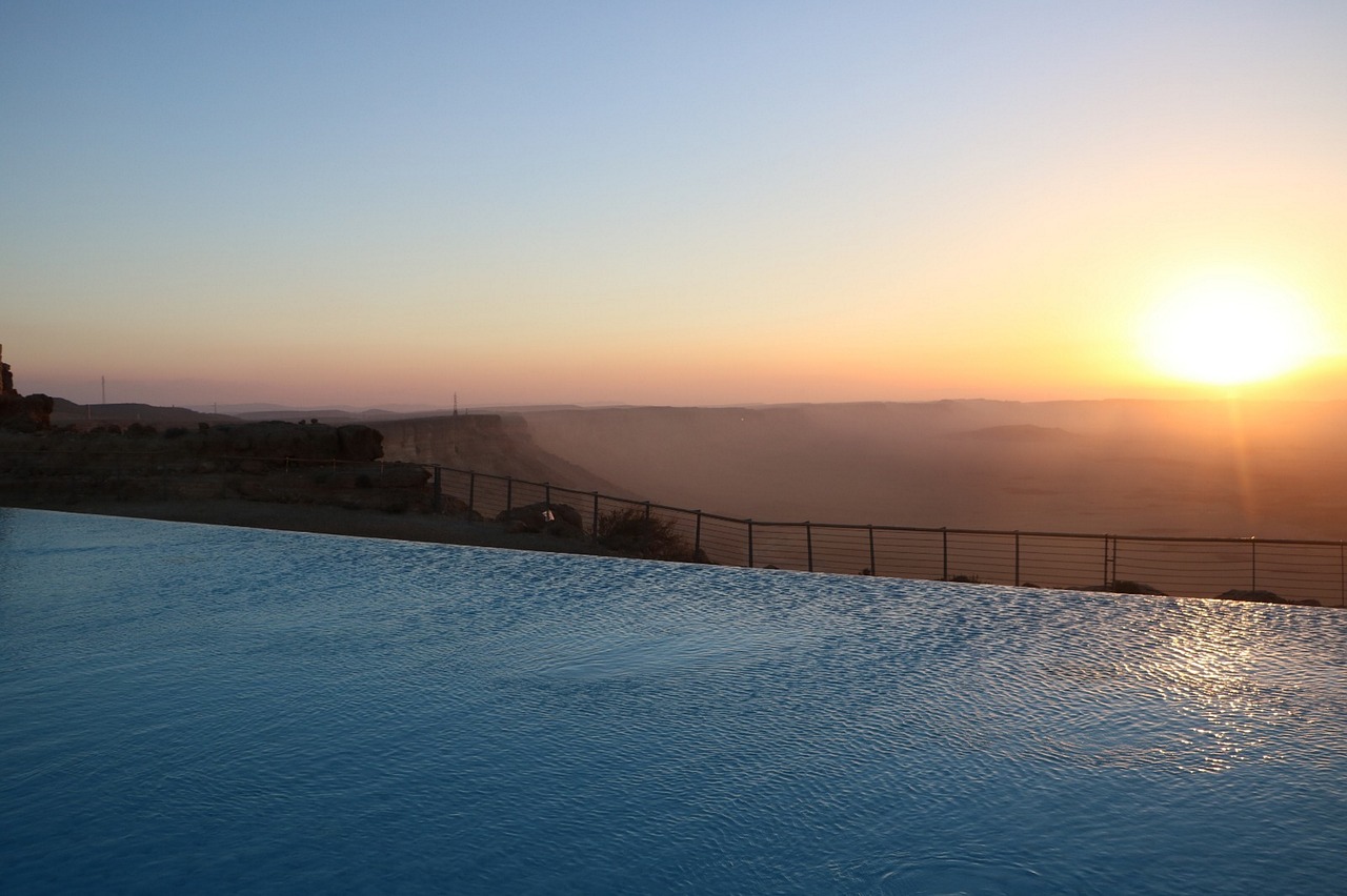 sunset  pool  hotel free photo