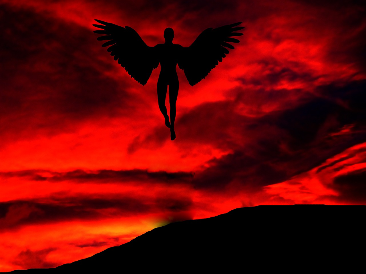 sunset  mountain  angel free photo