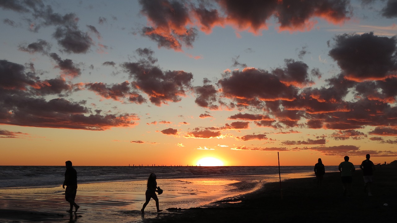 sunset  people  beach free photo