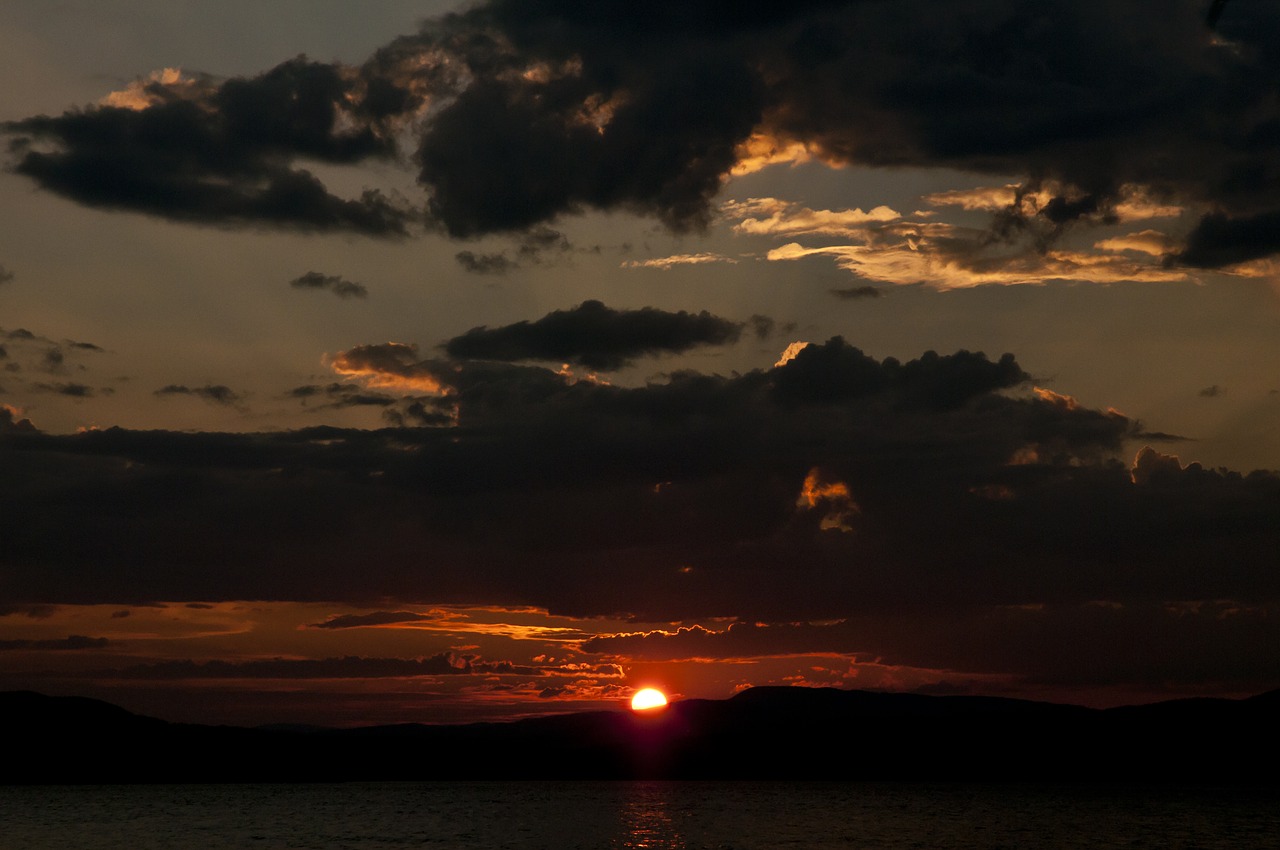 sunset  lake  beaumont provincial park free photo