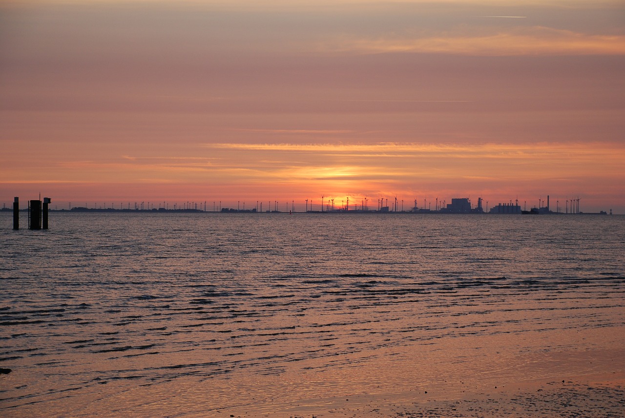 sunset afterglow emden free photo