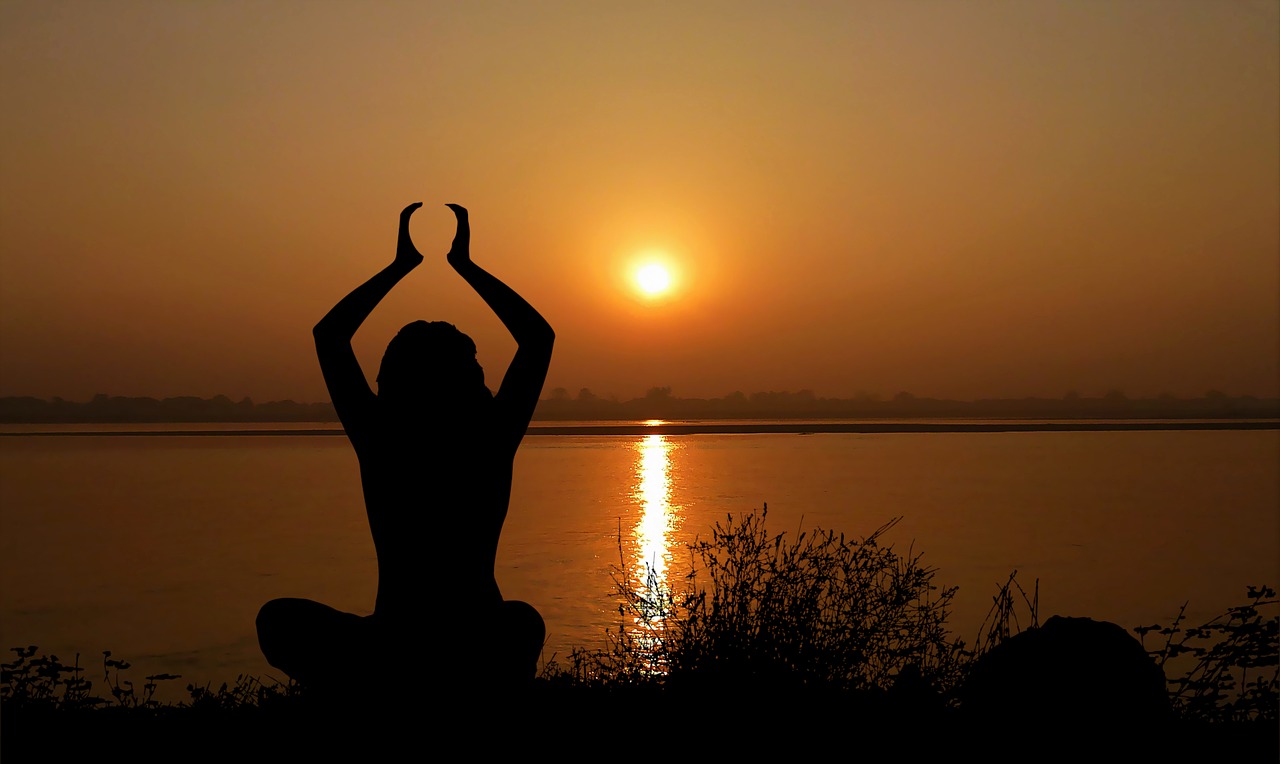 sunset  yoga  woman free photo