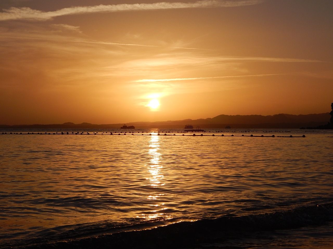 sunset  ship  sea free photo