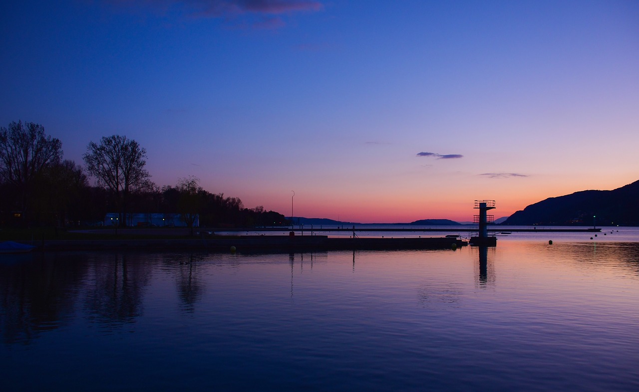 sunset  lake  reflection free photo