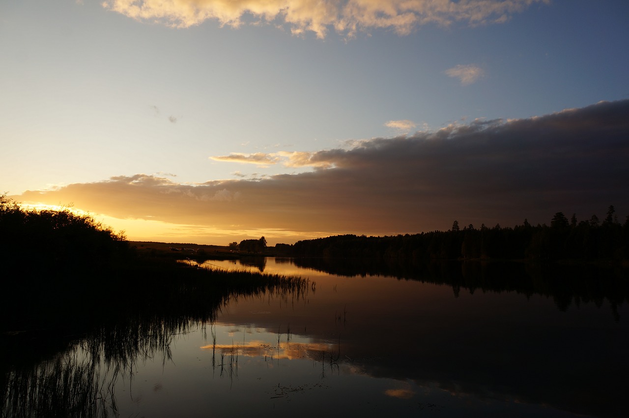 sunset  lake  nature free photo