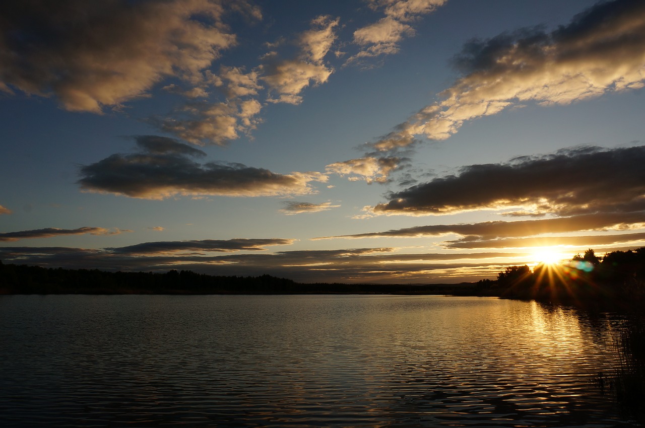 sunset  lake  sky free photo