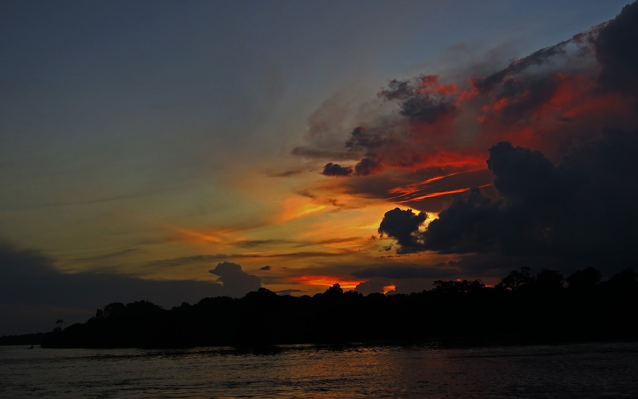 sunset  river  black river free photo