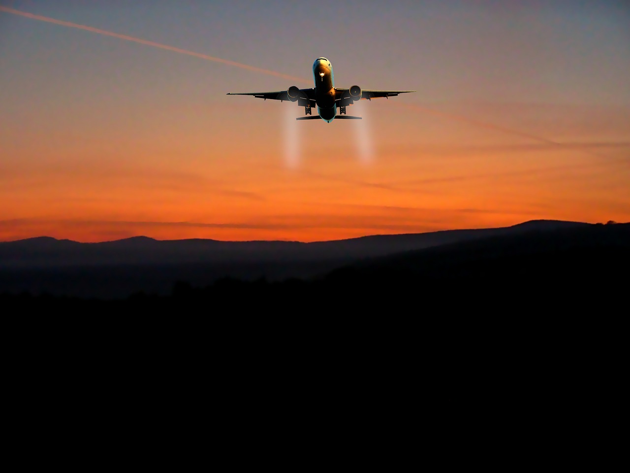 sunset  aircraft  sky free photo