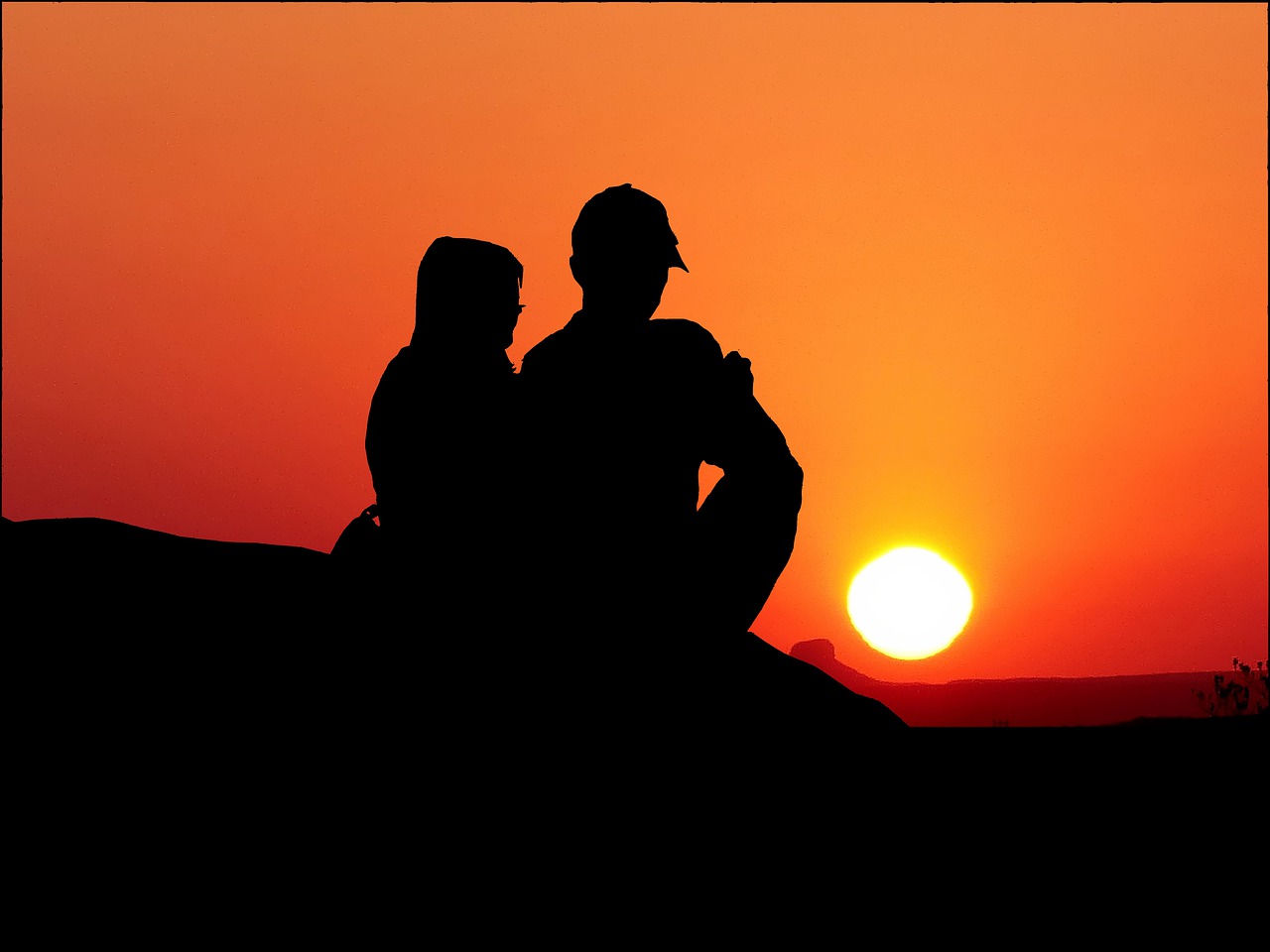 sunset  couple  love free photo