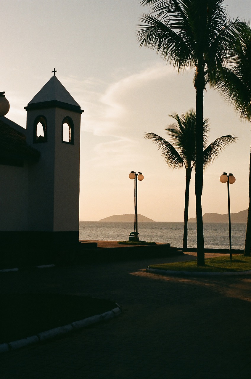 sunset  tree  church free photo