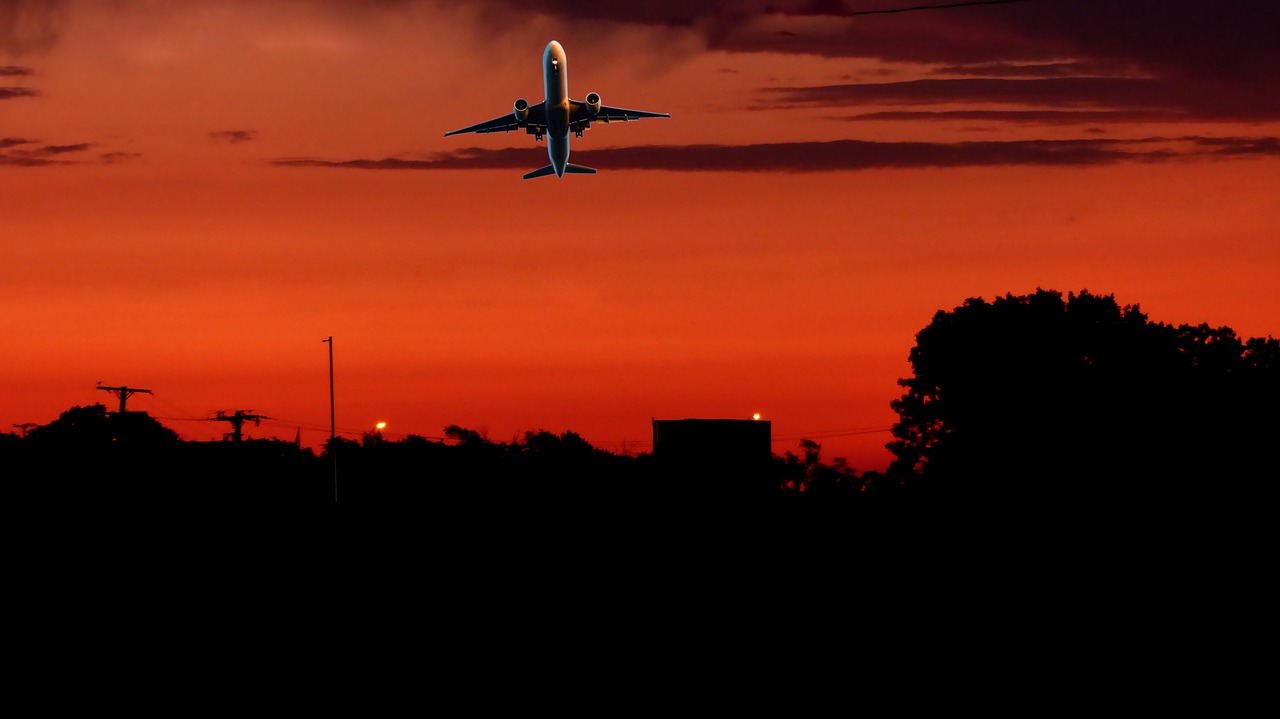 sunset  city  aircraft free photo