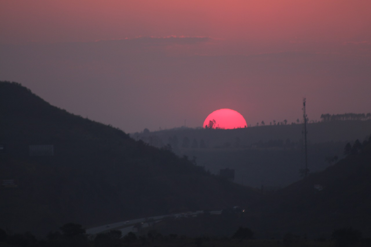 sunset mountains nature free photo