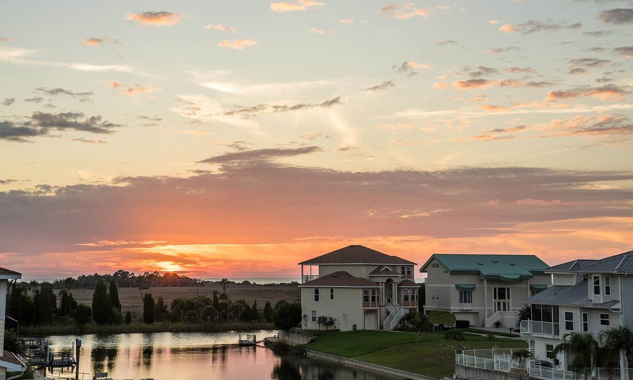 sunset canal florida free photo