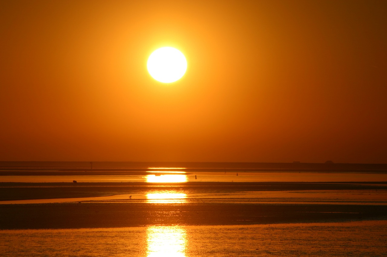 sunset ameland orange sky free photo