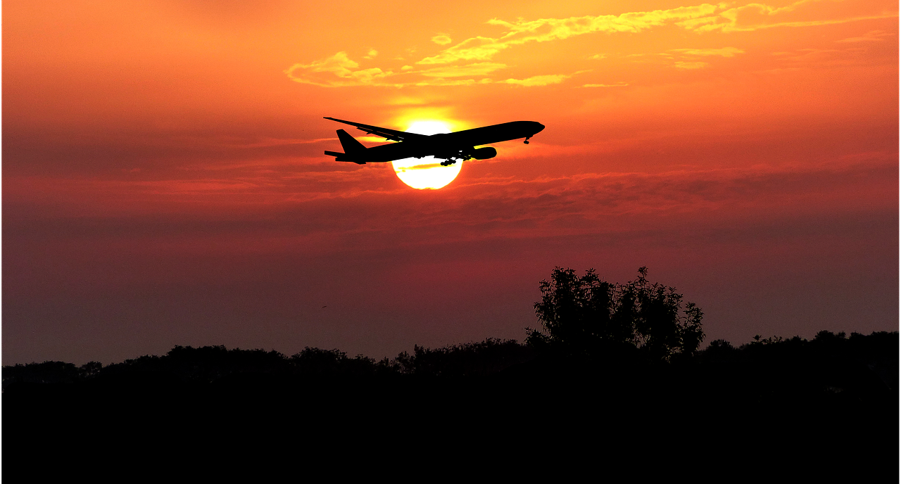 sunset  aircraft  nature free photo