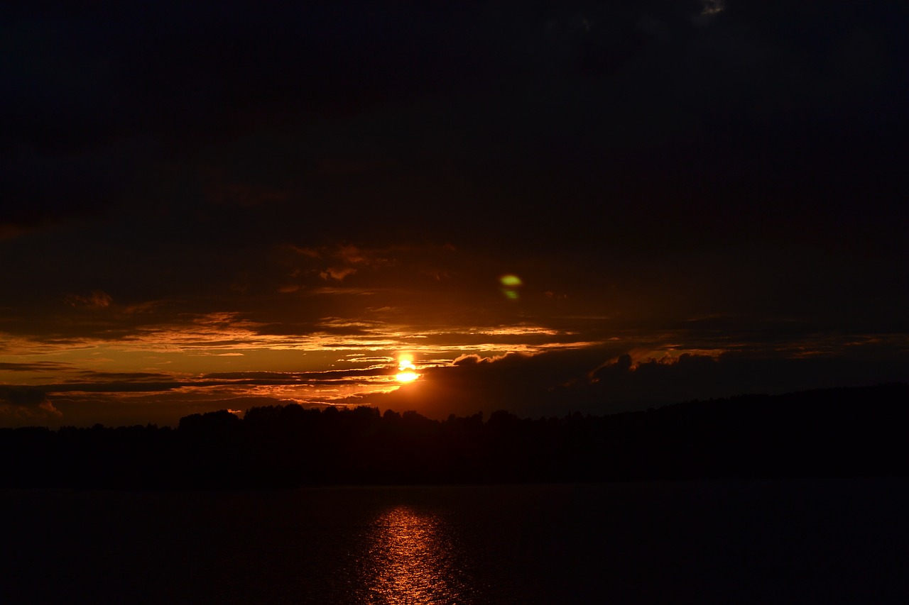 sunset lake sun free photo