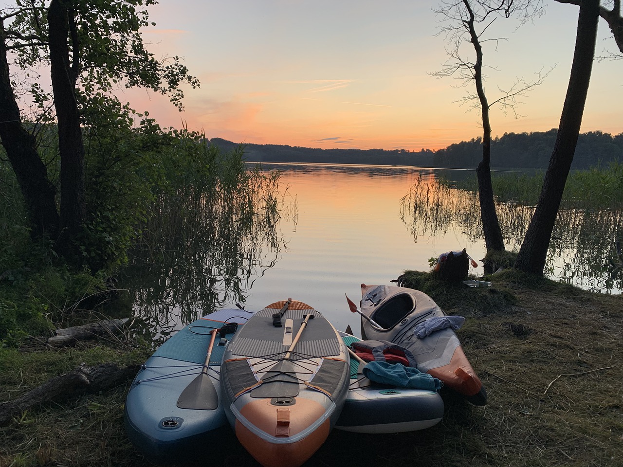 sunset  lake  poland free photo