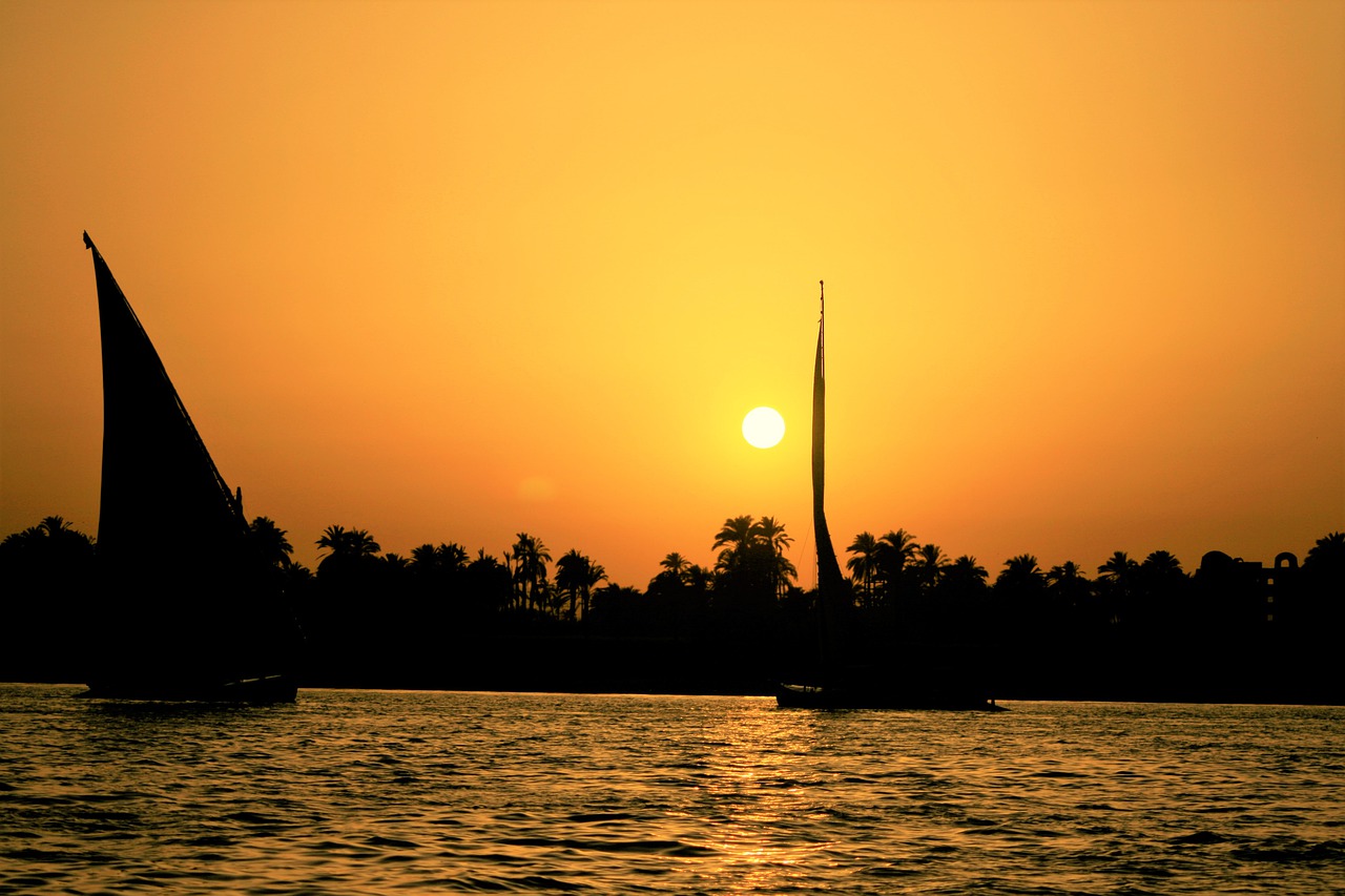 sunset  nile  egypt free photo
