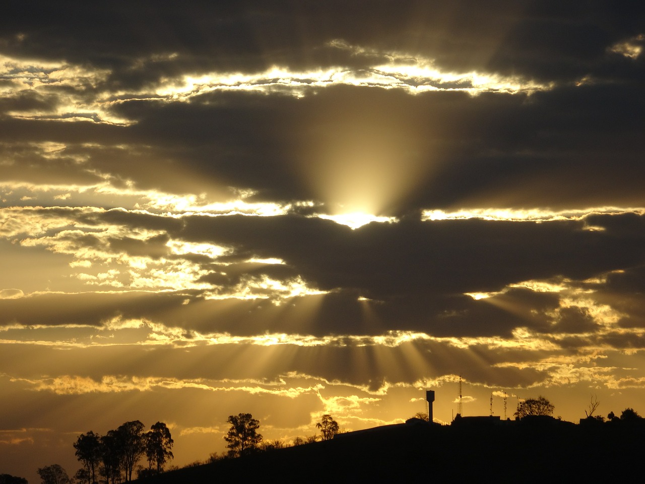 sunset eventide rays free photo