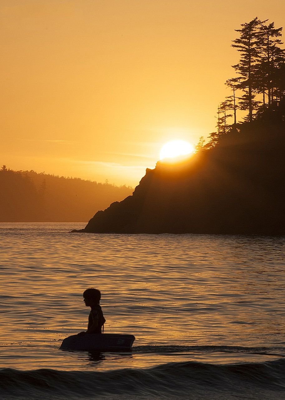 sunset silhouette surf free photo