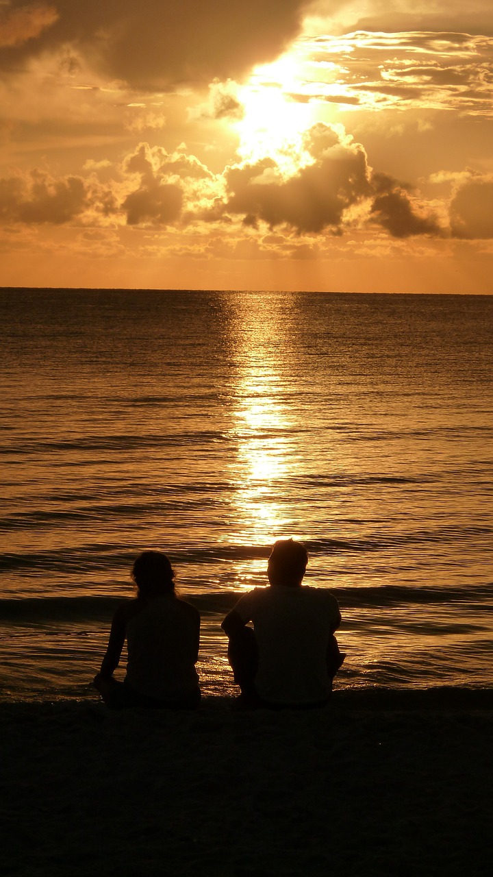 sunset silhouette couple free photo