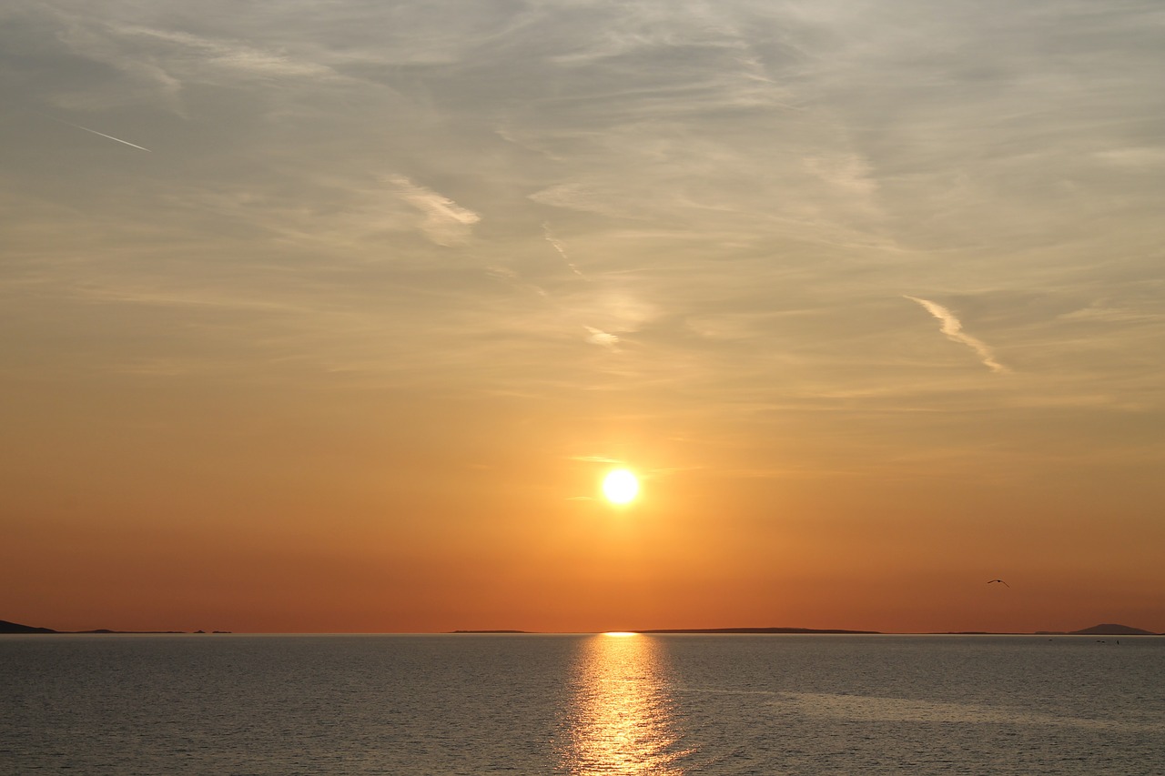 sunset sea horizon free photo