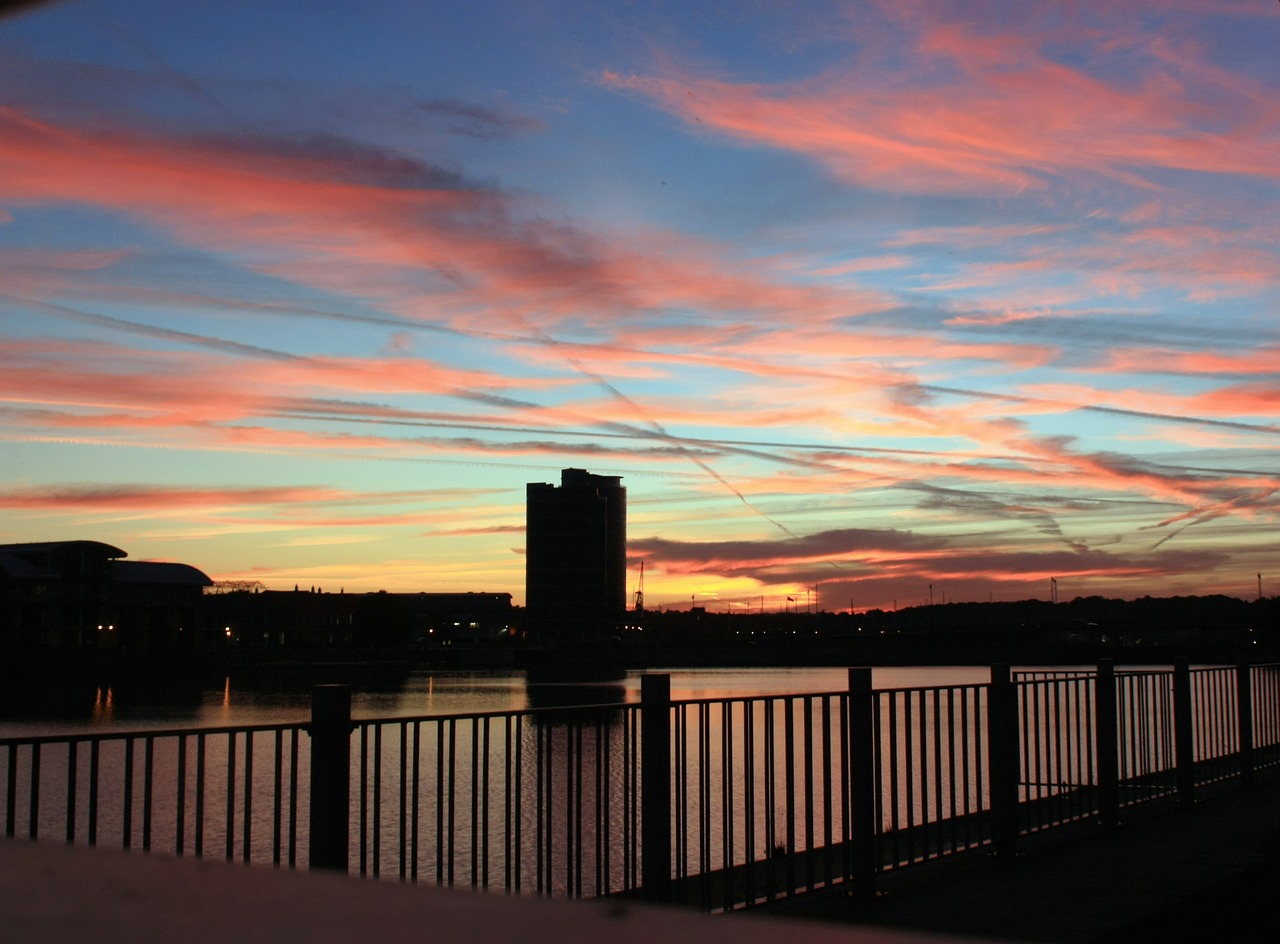 sunset harbor jetty free photo