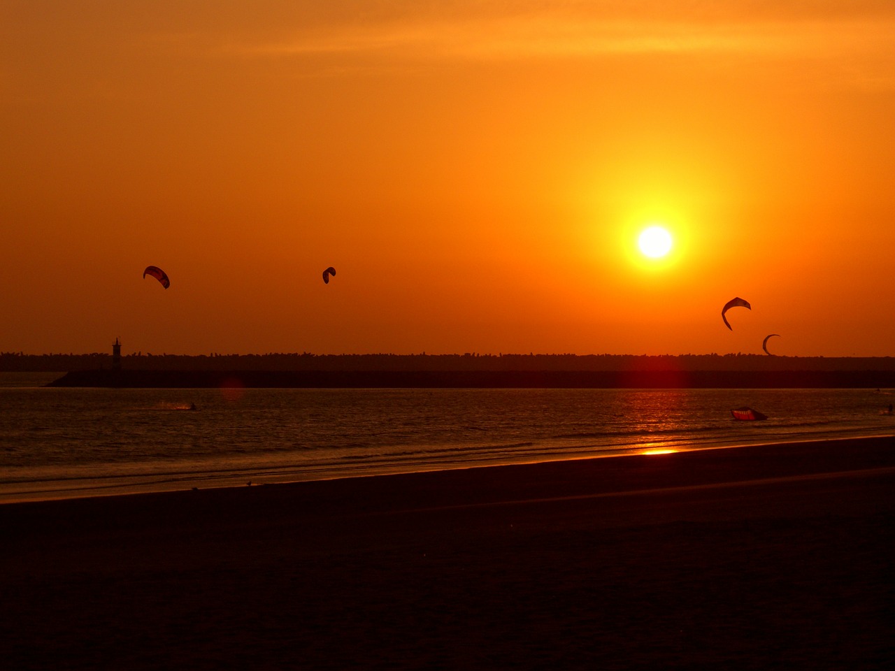 sunset beach kites free photo
