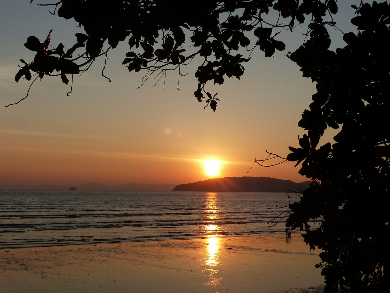 sunset ao nang beach krabi free photo