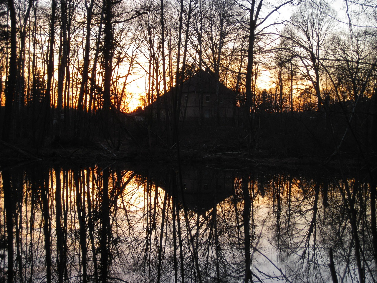 sunset evening lake free photo