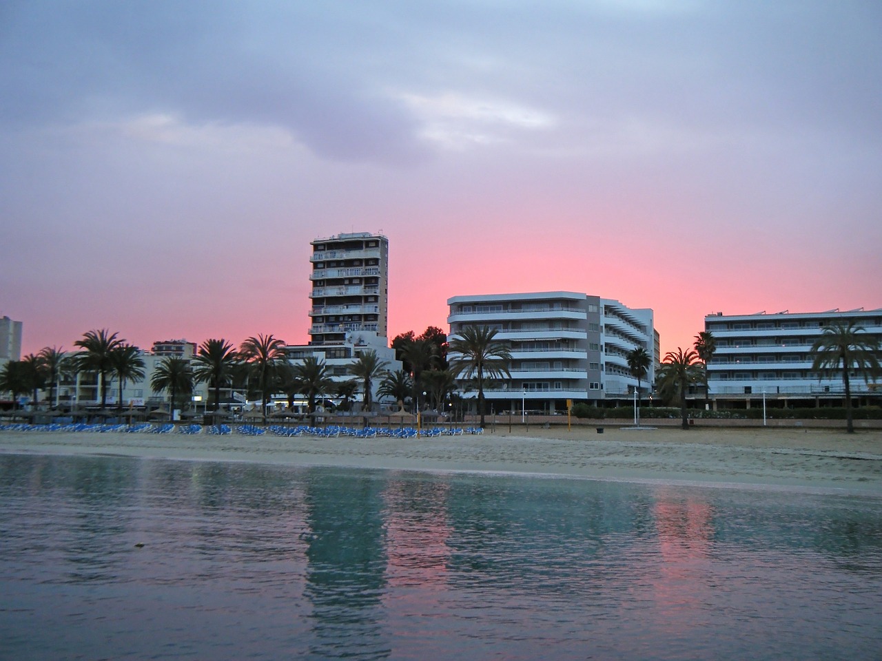 sunset hotels sea free photo