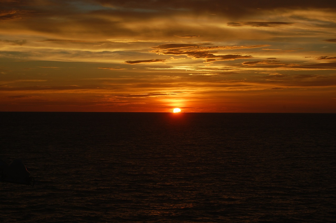 sunset horizon ocean free photo